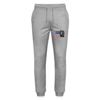 Gordon Setter Amérique Flag Dogs Wilsigns - Pantalon de jogging bio MOVER Stanley/Stella unisexe - gris chiné - Devant - Marisol (170cm) & Nik (191cm)