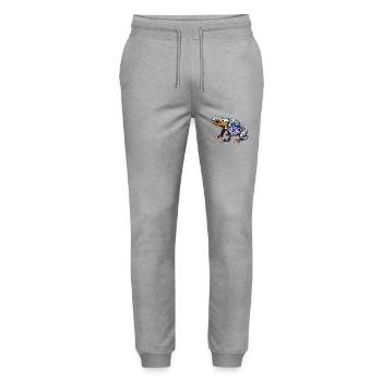 Pfeilgiftfrosch mit schöner Warnfarbe als Lurch - Stanley/Stella Unisex Bio Jogginghose Mover  - Grau meliert - Vorne - Marisol (170cm) & Nik (191cm)