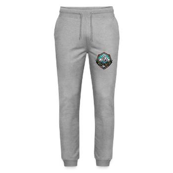 Mountains Hiking Symbol - Stanley/Stella Mover Unisex Organic Jogging Trousers - heather grey - Front - Marisol (170cm) & Nik (191cm)
