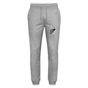 Peacock / Animal / Zoo / Plumage / Natural Beauty - Stanley/Stella Mover Unisex Organic Jogging Trousers - heather grey - Front - Marisol (170cm) & Nik (191cm)