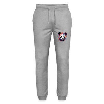 Panda / Animal / Zoo / Bamboo / Wild / Childlike - Stanley/Stella Mover Unisex Organic Jogging Trousers - heather grey - Front - Marisol (170cm) & Nik (191cm)