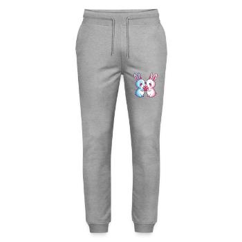 Bunny Couple Love Easter In Love - Stanley/Stella Mover Unisex Organic Jogging Trousers - heather grey - Front - Marisol (170cm) & Nik (191cm)