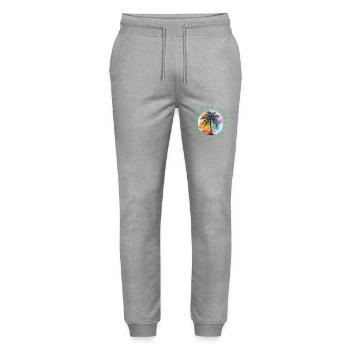 Florida Tour Urlaub Plame Bunt - Stanley/Stella Unisex Bio Jogginghose Mover  - Grau meliert - Vorne - Marisol (170cm) & Nik (191cm)