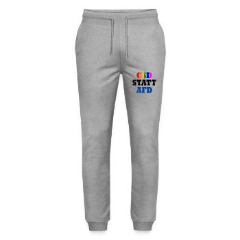 Csd statt afd - Stanley/Stella Unisex Bio Jogginghose Mover  - Grau meliert - Vorne - Marisol (170cm) & Nik (191cm)