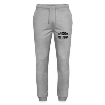 birthday present badge union carpenter - Stanley/Stella Mover Unisex Organic Jogging Trousers - heather grey - Front - Marisol (170cm) & Nik (191cm)