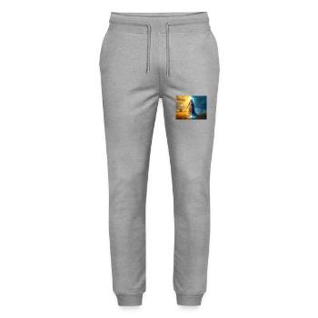 Adroa – Lugbara, Gott der Dualität, des Lichts und des Schattens - Stanley/Stella Unisex Bio Jogginghose Mover  - Grau meliert - Vorne - Marisol (170cm) & Nik (191cm)