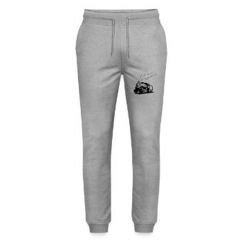 dampflok chemin de fer locomotive roman - Pantalon de jogging bio MOVER Stanley/Stella unisexe - gris chiné - Devant - Marisol (170cm) & Nik (191cm)