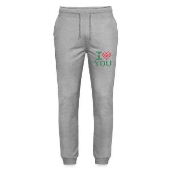 i love you with heart - Stanley/Stella Mover Unisex Organic Jogging Trousers - heather grey - Front - Marisol (170cm) & Nik (191cm)