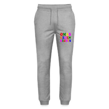 Omas gegen rechts - Stanley/Stella Unisex Bio Jogginghose Mover  - Grau meliert - Vorne - Marisol (170cm) & Nik (191cm)