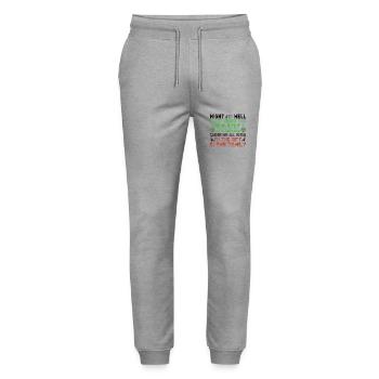 All know i'm the gift in the family - Pantalon de jogging bio MOVER Stanley/Stella unisexe - gris chiné - Devant - Marisol (170cm) & Nik (191cm)