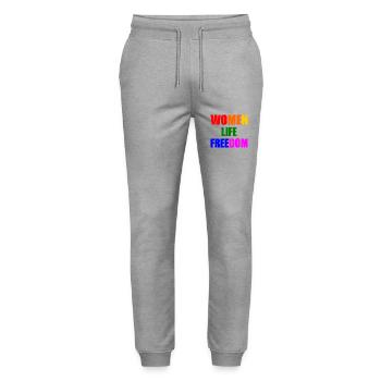 Women life freedom - Stanley/Stella Mover Unisex Organic Jogging Trousers - heather grey - Front - Marisol (170cm) & Nik (191cm)