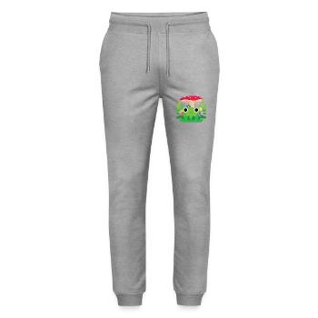 Cute Cottagecore Frog With Flowers and Mushroom - Stanley/Stella Mover Unisex Organic Jogging Trousers - heather grey - Front - Marisol (170cm) & Nik (191cm)