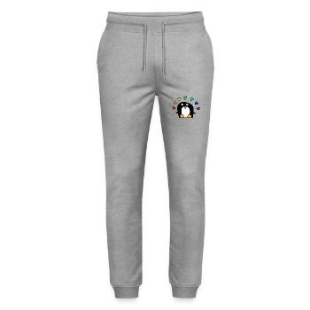 Rainbow penguin - Stanley/Stella Mover Unisex Organic Jogging Trousers - heather grey - Front - Marisol (170cm) & Nik (191cm)