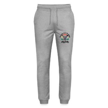 WORLD ́S BEST BULLDOG MOM ... Dog Dogs Bulldog - Stanley/Stella Mover Unisex Organic Jogging Trousers - heather grey - Front - Marisol (170cm) & Nik (191cm)