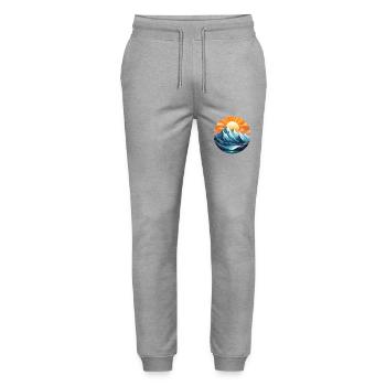 Montagnes et rayons de soleil - Pantalon de jogging bio MOVER Stanley/Stella unisexe - gris chiné - Devant - Marisol (170cm) & Nik (191cm)