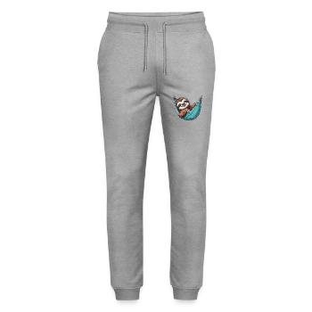 Paresseux dormant dans un pyjama hamac - Pantalon de jogging bio MOVER Stanley/Stella unisexe - gris chiné - Devant - Marisol (170cm) & Nik (191cm)
