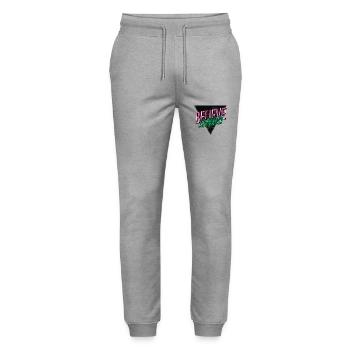 awesome funny quote animal bday dino dinosaur moon - Stanley/Stella Unisex Bio Jogginghose Mover  - Grau meliert - Vorne - Marisol (170cm) & Nik (191cm)