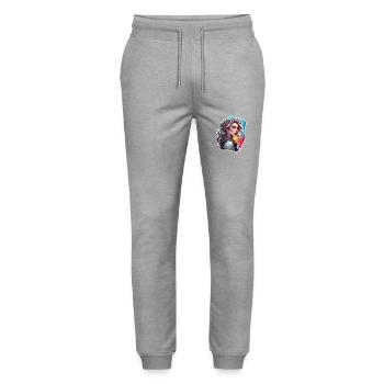 Rocker Girl / Punk Rock / Woman / Colorful Hair / Cool - Stanley/Stella Mover Unisex Organic Jogging Trousers - heather grey - Front - Marisol (170cm) & Nik (191cm)