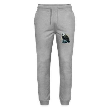 AIGLE, OISEAU DE PROIE, FAUCON, CHASSEUR, VOL, MAJESTÉ, PLUME - Pantalon de jogging bio MOVER Stanley/Stella unisexe - gris chiné - Devant - Marisol (170cm) & Nik (191cm)
