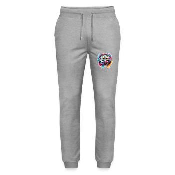 Cerveau / Connaissance / Intelligence / Intelligent / Penser - Pantalon de jogging bio MOVER Stanley/Stella unisexe - gris chiné - Devant - Marisol (170cm) & Nik (191cm)