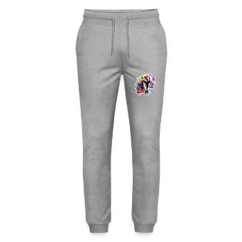 Elephant / Animal / Safari / Zoo / Africa / Comic - Stanley/Stella Mover Unisex Organic Jogging Trousers - heather grey - Front - Marisol (170cm) & Nik (191cm)