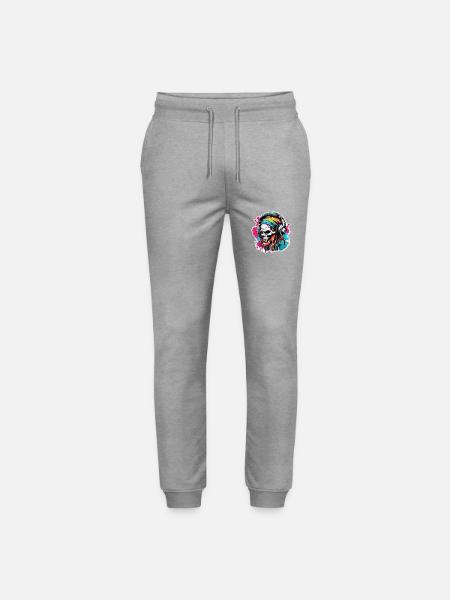 Headphones / Audio / Music / Skull / Cool - Stanley/Stella Mover Unisex Organic Jogging Trousers - heather grey