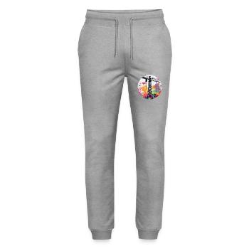Grue / de chantier / treuil / système de grue - Pantalon de jogging bio MOVER Stanley/Stella unisexe - gris chiné - Devant - Marisol (170cm) & Nik (191cm)