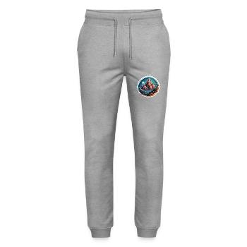 Berg / Alpen / Gipfel / Natur / Wald / Gestein - Stanley/Stella Unisex Bio Jogginghose Mover  - Grau meliert - Vorne - Marisol (170cm) & Nik (191cm)