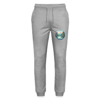 Berg / Alpen / Gipfel / Natur / Wald / Gestein - Stanley/Stella Unisex Bio Jogginghose Mover  - Grau meliert - Vorne - Marisol (170cm) & Nik (191cm)