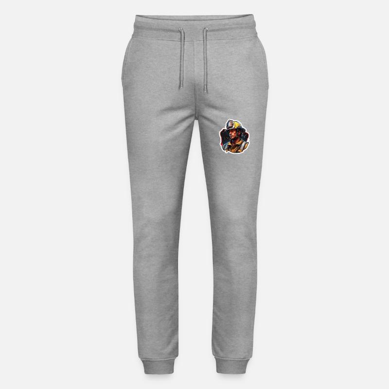 Firefighter / Fire / Fire / Extinguish / Hero - Stanley/Stella Mover Unisex Organic Jogging Trousers - heather grey