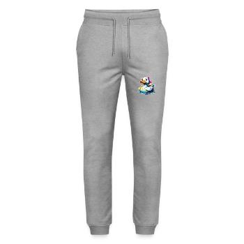 Gummiente / Badeente / Wasser / Badewanne - Stanley/Stella Unisex Bio Jogginghose Mover  - Grau meliert - Vorne - Marisol (170cm) & Nik (191cm)