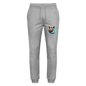Hyäne / Afrika / Safrai / Zoo / Wildis / Tier - Stanley/Stella Unisex Bio Jogginghose Mover  - Grau meliert - Vorne - Marisol (170cm) & Nik (191cm)