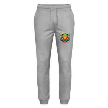 FROSCH KRÖTE UNKE LURCH SUMPF SEE FLUSS FARBENFROH - Stanley/Stella Unisex Bio Jogginghose Mover  - Grau meliert - Vorne - Marisol (170cm) & Nik (191cm)