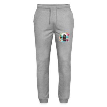 Samurai / Japanese / Harakiri / Katana / Man - Stanley/Stella Mover Unisex Organic Jogging Trousers - heather grey - Front - Marisol (170cm) & Nik (191cm)
