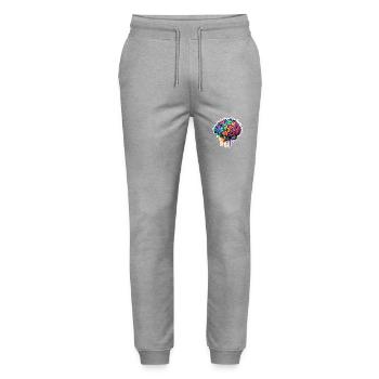 Cerveau / Connaissance / Intelligence / Intelligent / Pensée - Pantalon de jogging bio MOVER Stanley/Stella unisexe - gris chiné - Devant - Marisol (170cm) & Nik (191cm)