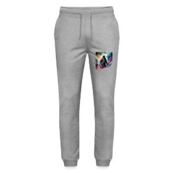 Apocalypse / Doomsday / Destruction / Anarchy - Stanley/Stella Mover Unisex Organic Jogging Trousers - heather grey - Front - Marisol (170cm) & Nik (191cm)