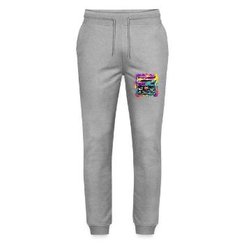 Radio / Analog / Music / Frequency / Speakers - Stanley/Stella Mover Unisex Organic Jogging Trousers - heather grey - Front - Marisol (170cm) & Nik (191cm)