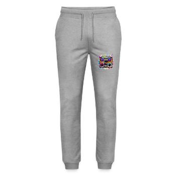 Radio / Analog / Music / Frequency / Speakers - Stanley/Stella Mover Unisex Organic Jogging Trousers - heather grey - Front - Marisol (170cm) & Nik (191cm)
