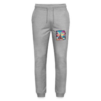 Sandburg / bauen / spielen / Schloss / Urlaub - Stanley/Stella Unisex Bio Jogginghose Mover  - Grau meliert - Vorne - Marisol (170cm) & Nik (191cm)