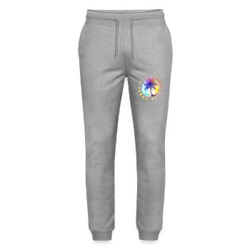 Visite d’Ibiza colorée - Pantalon de jogging bio MOVER Stanley/Stella unisexe - gris chiné - Devant - Marisol (170cm) & Nik (191cm)