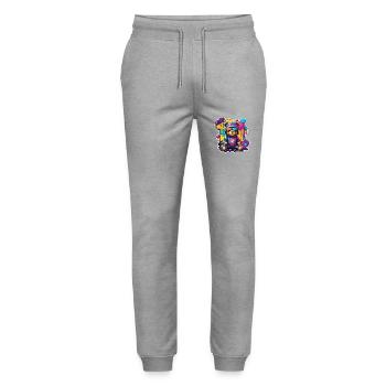 Teddybär / Kuscheltier / Stofftier / Geschenkidee - Stanley/Stella Unisex Bio Jogginghose Mover  - Grau meliert - Vorne - Marisol (170cm) & Nik (191cm)