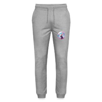 Animal in soap bubble / childlike / cute /mouse - Stanley/Stella Mover Unisex Organic Jogging Trousers - heather grey - Front - Marisol (170cm) & Nik (191cm)