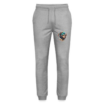 Cute Monkey / Monkey Girl / Cute / Hair Bow - Stanley/Stella Mover Unisex Organic Jogging Trousers - heather grey - Front - Marisol (170cm) & Nik (191cm)