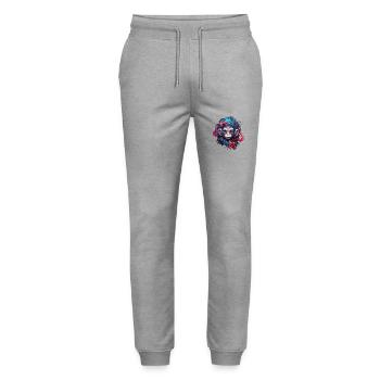 Cute Monkey / Monkey Girl / Cute / Hair Bow - Stanley/Stella Mover Unisex Organic Jogging Trousers - heather grey - Front - Marisol (170cm) & Nik (191cm)