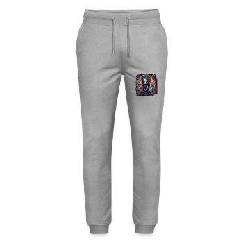 Horror Doll / Halloween / Creepy / Dark - Stanley/Stella Mover Unisex Organic Jogging Trousers - heather grey - Front - Marisol (170cm) & Nik (191cm)