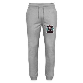 Horror Doll / Halloween / Creepy / Dark - Stanley/Stella Mover Unisex Organic Jogging Trousers - heather grey - Front - Marisol (170cm) & Nik (191cm)