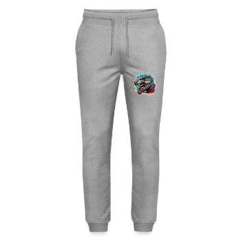 Dinosaur / Animal / Prehistoric / Reptile / Boys - Stanley/Stella Mover Unisex Organic Jogging Trousers - heather grey - Front - Marisol (170cm) & Nik (191cm)