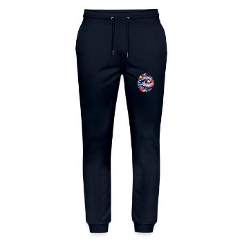 Magic Eye: Journey through colorful worlds - Stanley/Stella Mover Unisex Organic Jogging Trousers - navy - Front - Marisol (170cm) & Nik (191cm)