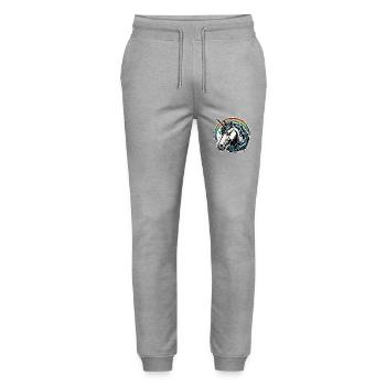 Einhorn / Fabelwesen / Märchen / Magie / Glitzer - Stanley/Stella Unisex Bio Jogginghose Mover  - Grau meliert - Vorne - Marisol (170cm) & Nik (191cm)