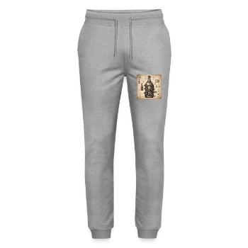 Plan / Sépia / Vintage / Rétro / Liqueur - Pantalon de jogging bio MOVER Stanley/Stella unisexe - gris chiné - Devant - Marisol (170cm) & Nik (191cm)